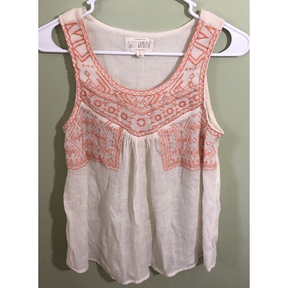 Sweet Wanderer Women's Sleeveless Tank Top Ivory Orange Size Small - Picture 1 of 5